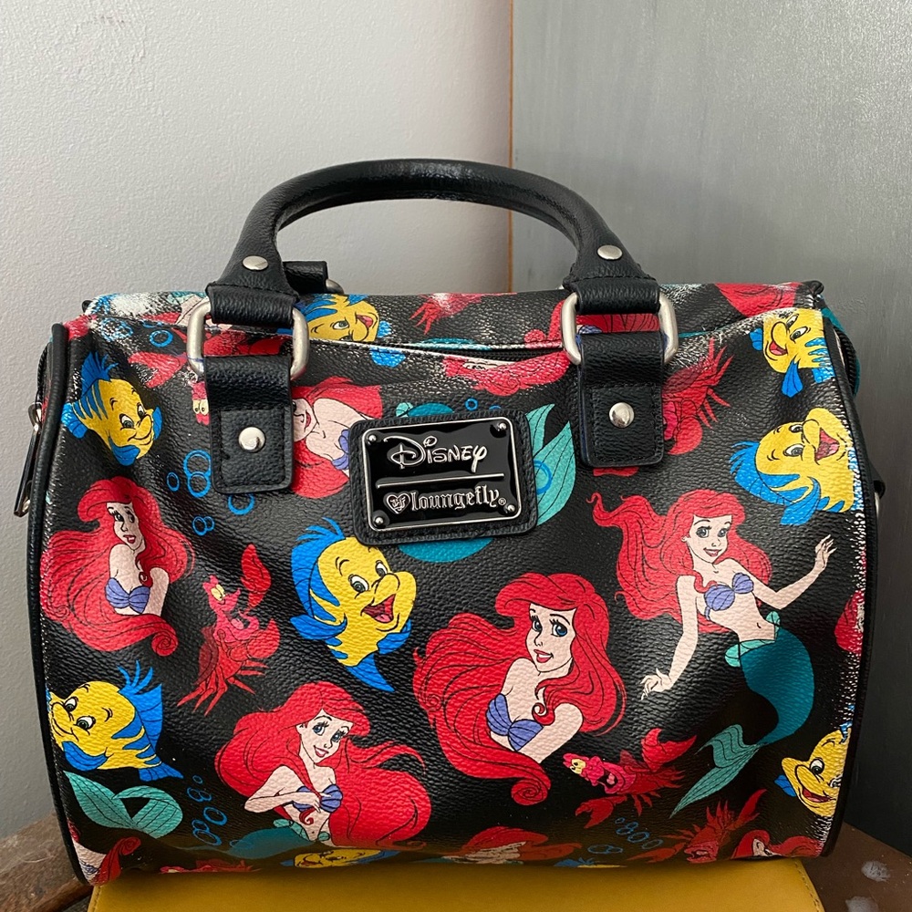 Loungefly AOP Ariel, Flounder Handbag -COMPLIMENTARY LOUNGEFLY WALLET & GIFTS!
